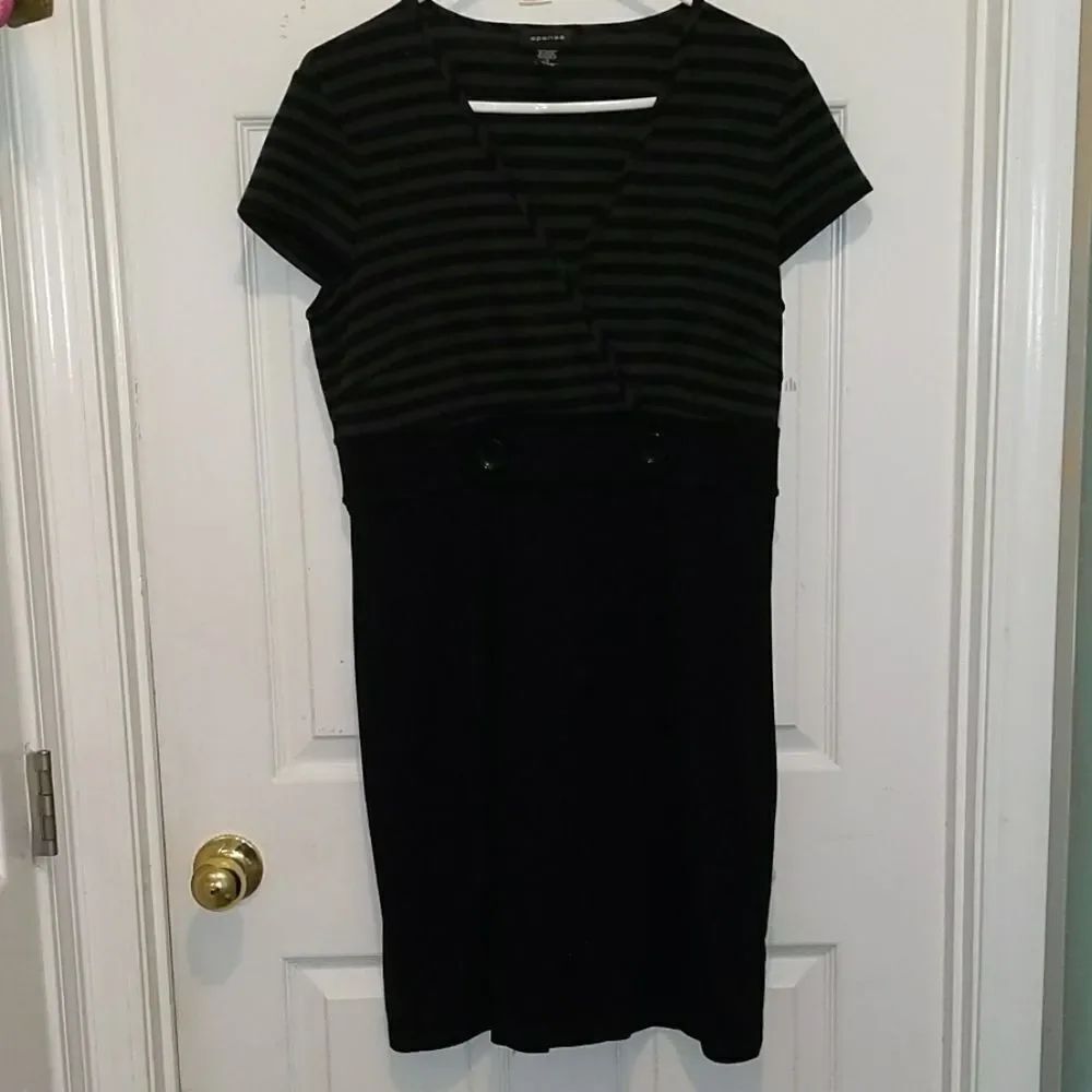 Spenser black  charcoal gray striped dress Sz 10